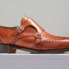 Eleganto - Premium Quality Handmade Leather Brogue Wingtip Double Strap Monk Shoes