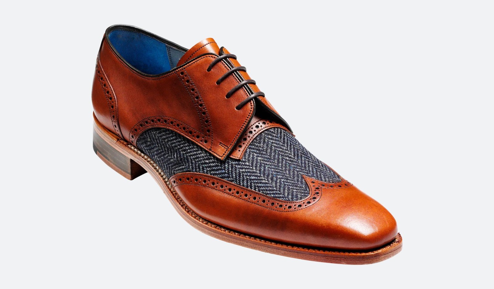 Robertson - Premium Quality Handmade Tweed Leather Wingtip Derby Shoes