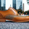 Robertson - Premium Quality Handmade Tweed Leather Wingtip Derby Shoes