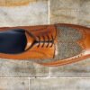 Robertson - Premium Quality Handmade Tweed Leather Wingtip Derby Shoes